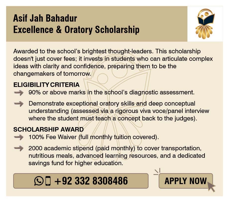 Asif Jah Bahadur Excellence & Oratory Scholarship — official scholarship flyer